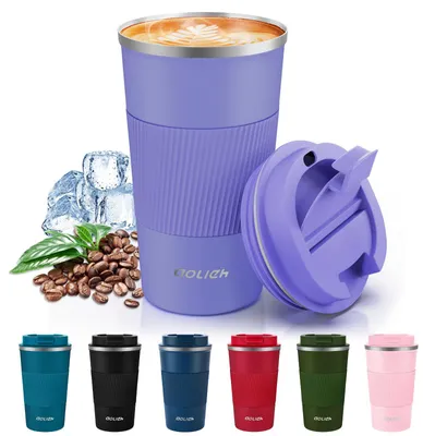 Isolierbecher 510 ml, Edelstahl, auslaufsicher, lila