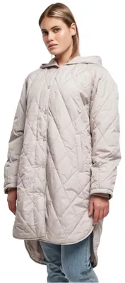 Produktbild von Urban Classics Damen Ladies Oversized Diamond Quilted Hooded Coat warmgrey, L