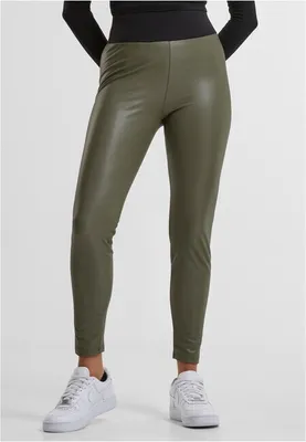 Produktbild von TB3001 - Ladies Faux Leather High Waist Leggings olive L