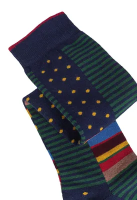 Image de GALLO - Chaussettes longues pour homme à rayures et pois  - Taille unique