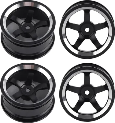 Immagine prodotto di Alluminio lega ruota mozzo cerchioni Accessori di ricambio per 1/10 RC Flat Running Drift Car5-Spokes Nero