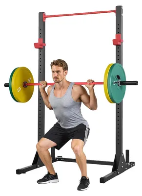 Obrázok produktu pre VEVOR Power Rack 362,87 kg Nosnosť, multifunkčný squat rack pre domáce posilňovne, posilňovací stroj s 28-násobne nastaviteľnými J-háčikmi pre drepy s činkou, príťahy, vzpieranie
