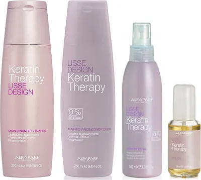 Zdjęcie produktu dla Alfaparf Keratin Therapy Lisse Design Maintenance Szampon 250ml + Odżywka 250ml + Keratin Refill Milk 100ml + Olejek 50ml