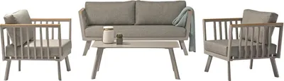 Produktbild von Lounge-Set GONDOLA, 4-teilig, Aluminium pulverbeschichtet, Teakfarben/grau, Green Spirit®