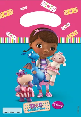 Produktbild von Doc McStuffins Partytüten & Geschenktüten Rosa für Kindergeburtstag, 6 Stück, 16,5 x 23 cm