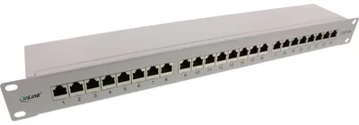 Obrázok produktu pre InLine® 76824I Patch panel Cat.6A 24-zásuvkový, 48,26 cm (19"), 1U, svetlosivý RAL7035
