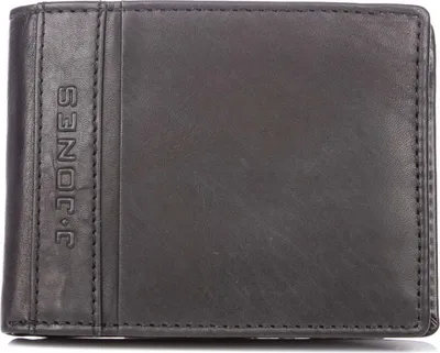 Zdjęcie produktu dla J Jones Portfel Męski Skórzany Skóra Naturalna Z Ochroną Kart RFID Czarny