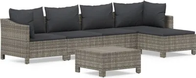 Obrázok produktu pre vidaXL 6-dielna záhradná súprava s vankúšmi Grey Poly Rattan