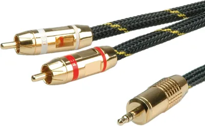 Produktbild von ROLINE GOLD Audio-Verbindungskabel 3,5mm Stereo - 2x Cinch, ST/ST, 2,5 m
