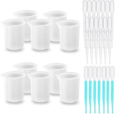 Produktbild von Silikon Maßbecher 100 ml Fassungsvermögen mit 20 Pipetten