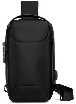Produktbild von Outdoor-Schoudertasche für Herren - Anti-Diefstal Crossbodytas - USB-ladbar - Sling Bag - Schwarz - Kleine Männer-Tasche für Smartphone