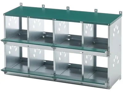 Productafbeelding van Metalen Legnest 8 Vakken - Wandmontage - Eierbescherming - Groen