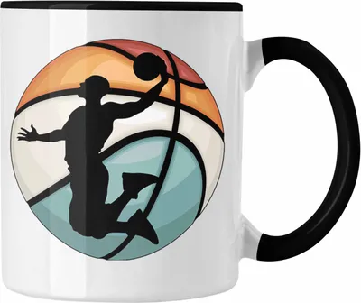 Produktbild von Trendation - Basketball Tasse Geschenk Basketballspieler Trainer Geschenkidee Lustige Tasse Basketballer Jungs Jungen Coach (Schwarz)