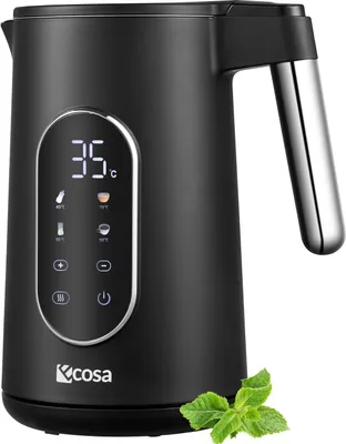 Produktbild von Ecosa Wasserkocher Edelstahl mit Temperatureinstellung (40°C-100°C) 1,7 Liter Teekocher Warmhaltefunktion LED Display mit Temperaturwahl 2200 Watt 100% BPA