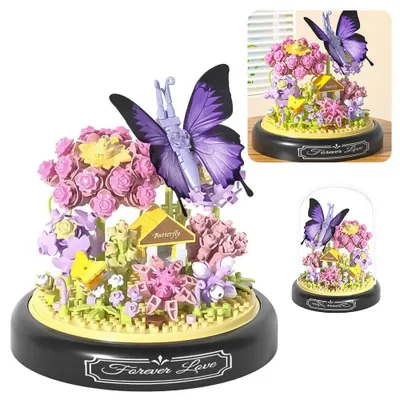 Productafbeelding van Vlinder, bloemenboeket, bouwstenen, bouwset, creatieve doe-het-zelf, insecten, bloemen, bouwset, bloemen, botanische bouwstenen, bloemenboeket, constructiespeelgoedsets