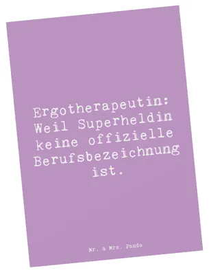Produktbild von Mr. & Mrs. Panda Postkarte Spruch Ergotherapeutin Superheldin - Lavendeltraum - Geschenk, Berufsgestaltung, Grußkarte, Beruf, Therapie, bildkarte, Ansichtskarte, Geduld