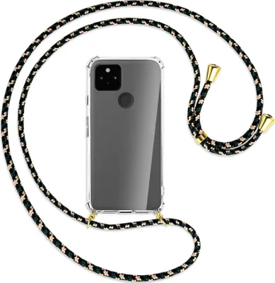 Produktbild von Handykette Backcover-Schutzhülle mit Band (Metall goldfarben) für Google Pixel 5a 5G  - camouflage