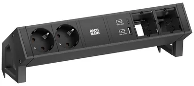 Zdjęcie produktu dla BACHMANN DESK2 2xCEE7/3, ładowarka USB A/C, 2xCM, przewód zasilający 0,2 m GST18 RAL9005