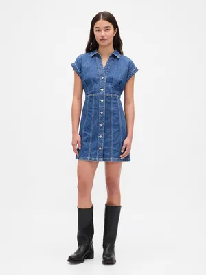 Produktbild von Gap Minikleid Größe M, V-Ausschnitt, kurze Umschlagärmel, Knopfleiste, A-Linie