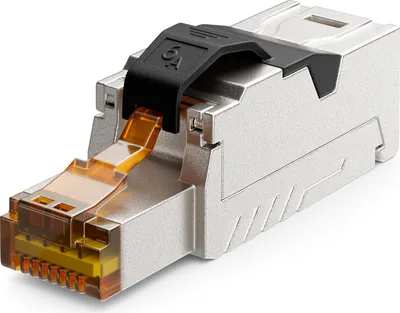Produktbild von deleyCON 1x CAT 6a Netzwerkstecker RJ45 mit LSA Anschluss Werkzeuglos für Starre Verlegekabel LAN Kabel Netzwerkkabel RJ45 Stecker CAT6a Geschirmt Metallgehäuse 10Gbit/s