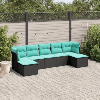 Immagine prodotto di Maison Exclusive - Set di 7 mobili da giardino con cuscini, polyrattan nero
