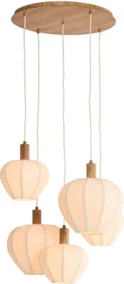 Productafbeelding van Japandi hanglamp Huxi 5-lichts licht