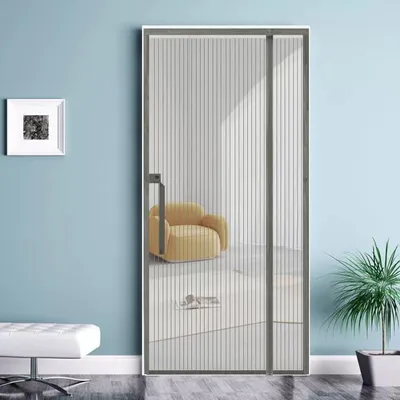 Produktbild von 90x210cm Magnetvorhang zum Insektenschutz, idealer magnetischer Fliegengitter für Balkontür, Kellertür, Terrassentür (zuschneidbar in Höhe und Breite) durch kinderleichte Klebemontage, Grau