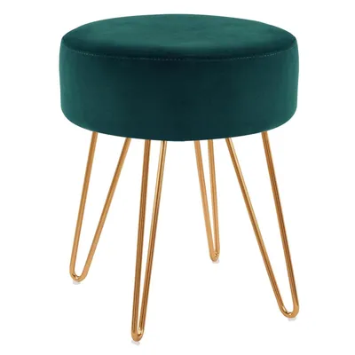 Produktbild von Duhome Sitzhocker Rund Polsterhocker aus Samt Hocker Schminktisch mit Metallbeine, Grün
