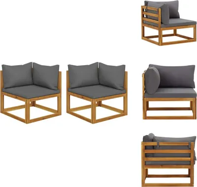 Produktbild von vidaXL Modular-Ecksofas 2 Stk. mit Auflagen Dunkelgrau - Gartensofaelemente