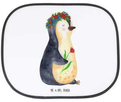 Produktbild von Mr. & Mrs. Panda auto blendschutz Pinguin Blumen - Weiß - Geschenk, Sonnenschutz Pkw, Motivation, Universum, Blumenliebe, Fenster, Autoscheiben, Selbstliebe, Wunderschön