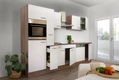 Produktbild von Küche Küchenzeile Küchenblock Einbauküche Eiche York Weiß Oliver 310 cm Respekta