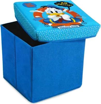 Produktbild von Sitzkiste mit Deckel Donald Duck 30x30x30cm bis 85 kg Sitzwürfel Aufbewahrung
