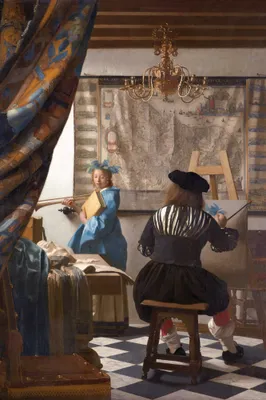 Produktbild von Johannes Vermeer Kunstdruck Bild - Die Malkunst, 1666 (120 x 80 cm)