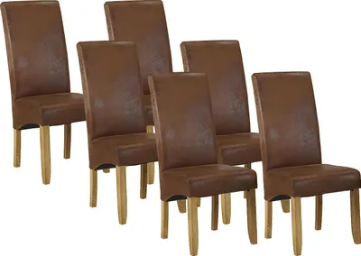 Produktbild von Stuhl 6er-Set - Microfaser - Helles Holz - SANTOS