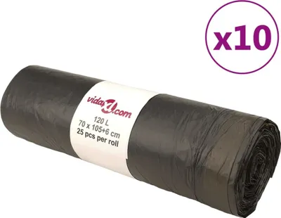 Produktbild von Müllsäcke mit Zugband 250 Stk. Schwarz 120 L