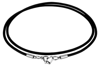 Produktbild von Echtlederkette 2,5 mm mit herzförmigem Karabinerverschluss aus Edelstahl