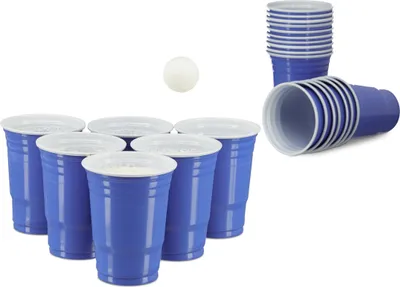 Immagine prodotto di 100 bicchieri da beer pong, bicchieri in plastica resistenti, bicchieri da festa da 16 oz, bicchieri per bibite e birra, blu