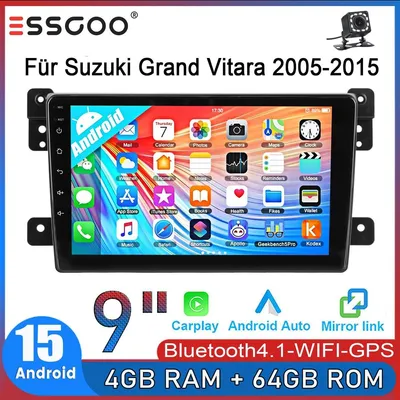 Produktbild von Autoradio für Suzuki Grand Vitara 2005-2015 9 Zoll Touchscreen Android 15 GPS Navigation Carplay Android Auto 4GB RAM 64GB Speicher Bluetooth 2 DIN