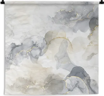 Produktbild von MuchoWow® Wandteppich Wandbehang Marmor - Gold - Schwarz 60x60 cm Tapisserie Dekoration Wandtuch - Dekorationen - Wand Decke