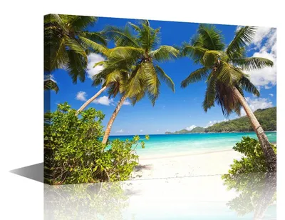 Image de Solidchoice - Décoration murale en toile, plage avec palmiers, 60 x 90 cm