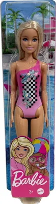 Produktbild von Mattel Barbie Beach Puppe mit pinken Badeanzug DWJ99 HDC50