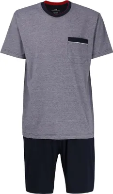 Produktbild von Götzburg Herren Shorty Schlafanzug Pyjama Set Klima Aktiv, Farbe:Blau, Größe:3XL, Artikel:-621 blau / mittel / melange