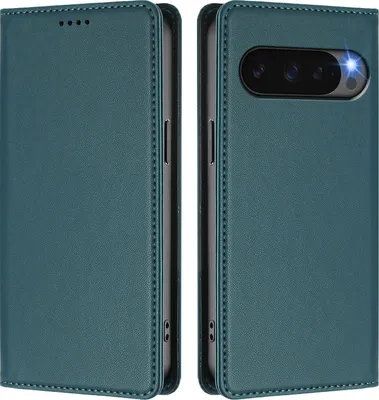 Immagine prodotto di Custodia in pelle per Google Pixel 9/Pixel 9 Pro/Pixel 10/Pixel 10 Pro, custodia a libro magnetica in Finto cuoio con supporto, verde