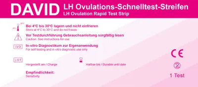 Produktbild von 50 x David Ovulationstest Streifen, LH Schnelltest, 20miu/ml