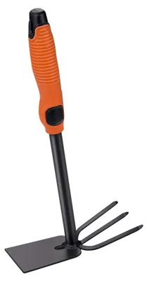 Image de BLACK+DECKER Pioche double - 3 dents et talon - 30 cm - Poignée ergonomique - Noir/Orange