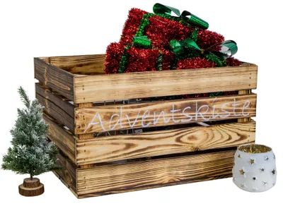 Produktbild von geflammte Adventskiste (weiss)