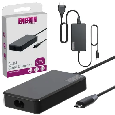 Obrázek produktu pro Napájecí zdroj ENERON Adaptér SLIM 65W GaN USB-C nabíječka pro notebook Dell Lenovo HP ASUS