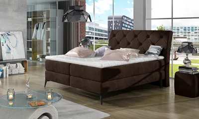 Produktbild von NABBI Gepolstert Doppelbett mit Stauraum Latium 160 - dunkelbraun