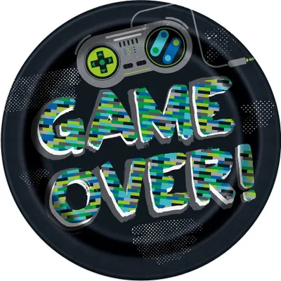 Produktbild von 8 große Teller Gamer Geburtstag "Game Over"