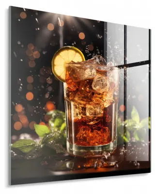 Produktbild von STYLER Glasbild 30x30 cm Cuba Libre Cocktailmotiv Küchenbar Wanddeko Küche Esszimmer Hausbar moderne Dekoration